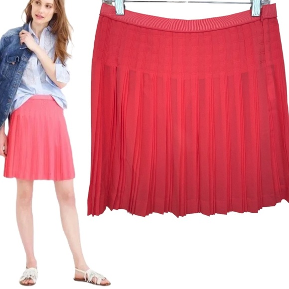 J Crew Coral Pleated Mini Skirt C5625 - Picture 1 of 16